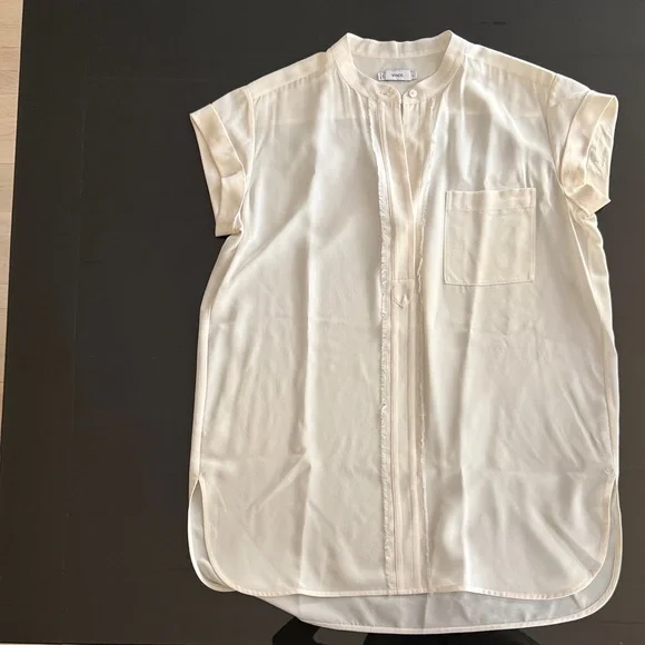 Vince Cream Short Sleeve Silk Tunic - Picture 2 of 3